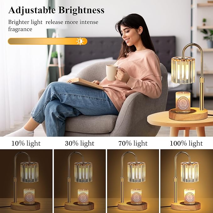 Lukasa Candle Warmer Lamp, with Timer Dimmer Adjustable Height, Birthday Gifts for Women, Mothers Day Gifts for Mom, House Warming Gift New Home, Wax Melt Warmer for Scented Jar Candles, with 2 Bulbs