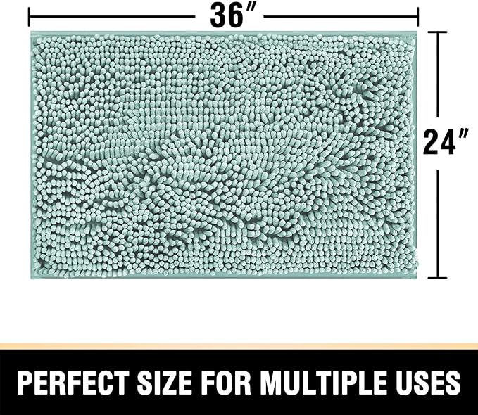 H.VERSAILTEX Bathroom Rugs Bath Mats Non Slip Luxury Chenille Bathroom Rug Mat 24x36 Extra Soft and Absorbent Shaggy Rugs Washable Dry Fast Plush Area Carpet Mats, Tub - Aqua