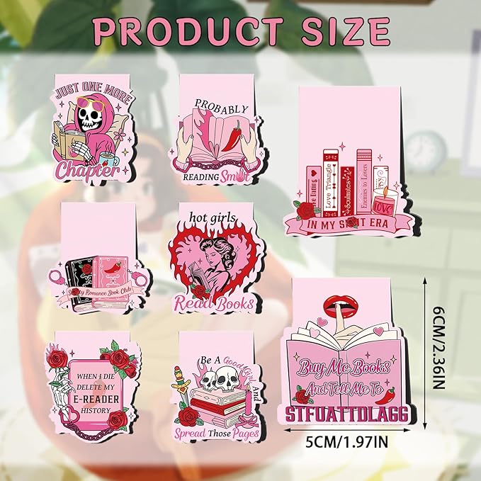 Romance Magnetic Bookmark Gifts - 8Pcs Spicy Fairytale Bookmarks Magnetic Skeleton Hot Girls Reading Book Mark Magnets Bookmark Page Markers Clip for Women Book Lover Reader Bookish Students