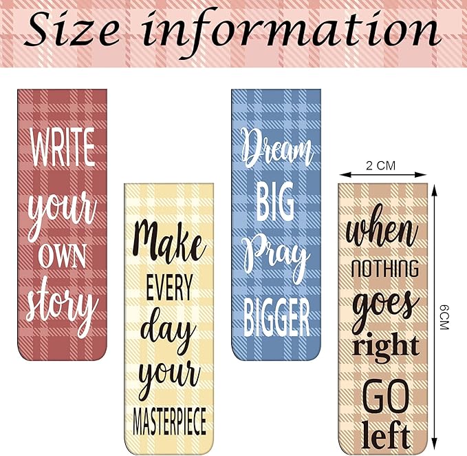 60 Pieces Inspirational Magnetic Bookmarks Motivational Bookmarks Magnetic Page Markers Assorted Magnet Page Clips for Students Teachers School Home Office Supplies (Simple Style)