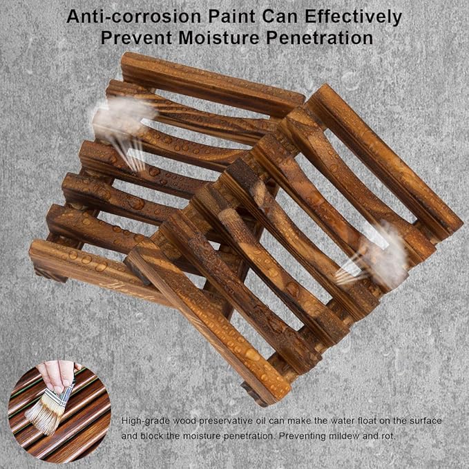 Soap Dishes, Wooden Soap Holder for Bathroom/Shower, Bar Soap Case with Slanted Waterfall Design, Self Draining Soap Saver for Shower, Kitchen, Sinks, Sponge, Scrubber (Wood 1 Pack)