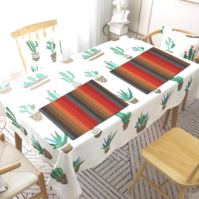 Urban Villa Placemats for Dining Table 100% CottonPlacemats 14''x20'' Over Sized Tablemats Set of 6 Placemats Multicolor Cuisine Stripes Tablemats for Family Dinners Wedding PartiesPlacemats