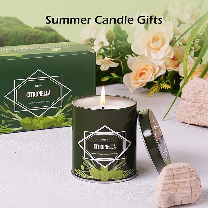 Citronella Candles Outdoor, 6-Pack Citronella Candles for Outside Patio, Camping & Garden, Summer Gifts for Indoor Home Scented, 50-Hour Burn Time, 9 Ounce Each