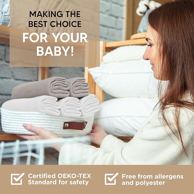 Bassinet Fitted Sheets - Compatible with Chicco LullaGo Anywhere, Baby Bjorn Cradle | 100% Organic Jersey Cotton - White + Grey | 29x14 (2 Pack)