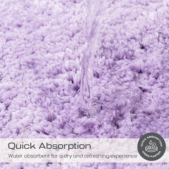 ROSMARUS Shaggy Non-Slip Bath Mat 24" x 36", Water-Absorbent Plush Bathtub Mat, Soft, Machine Washable, Purple