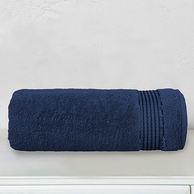 Elegant Comfort Premium Turkish Cotton 1 Piece Jumbo Bath Towel - 35 x 70 inch, Luxurious Hotel Spa Quality 100% Turkish Cotton Large Bath Towel - Highly Absorbent - Soft Bathroom Towel, Navy Blue