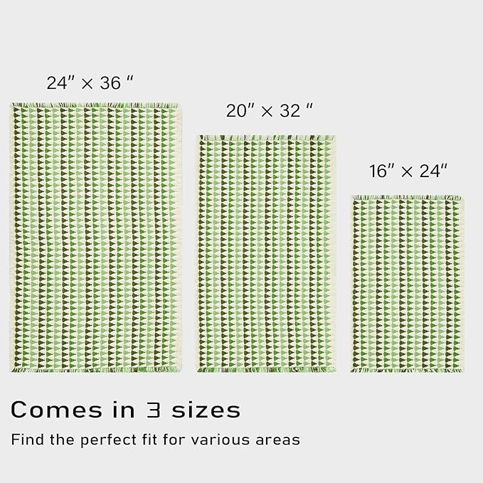 Douceur Boho Bath mat for Bathroom Floor Non Slip, Acrylic Blend Cute Bath Mats with Tassels, Quick Dry Bath mats Machine Washable, 24" x 36", Green