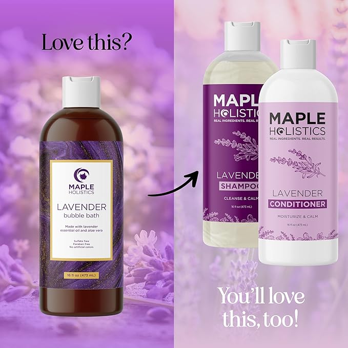 Bubble Bath for Women, Men and Teens - Lavender Hybrid, Gentle, and Safe for Sensitive Skin - With Vitamin E and Aloe Vera, 16 oz.