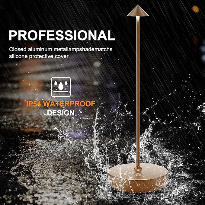 2Pack Rechargeable Cordless Table Lamp, Portable Powered LED Battery 6000mAh Metal USB Desk Lamp, 3 Levels Brightness Light for Restaurants Outdoor (2pack Titanium)