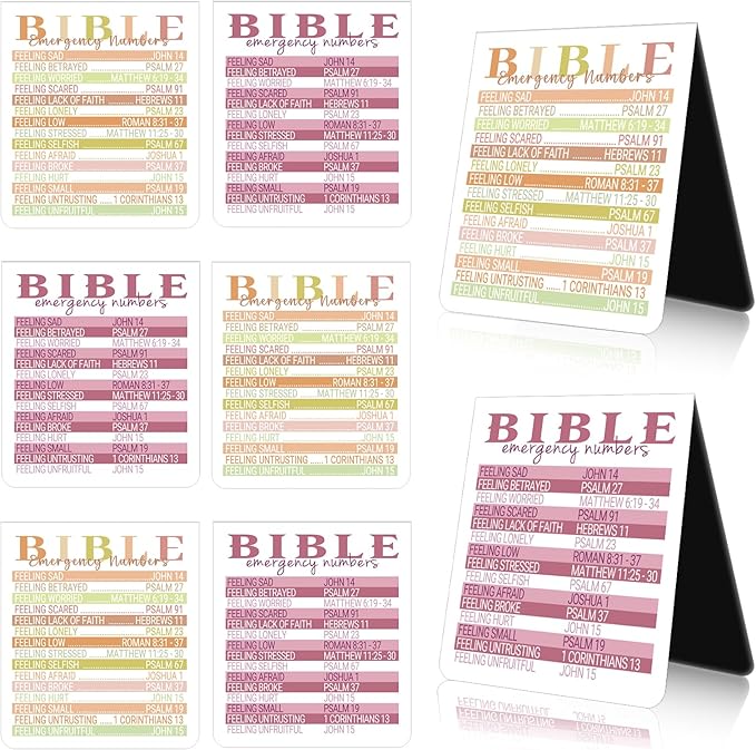 Bible Emergency Numbers Magnetic Bookmark - Wxiben 8Pcs Bible Verse Magnetic Bookmarks Scripture Book Mark Magnet Christian Inspirational Page Marker Clip for Sunday School Teacher Church Welcome Gift