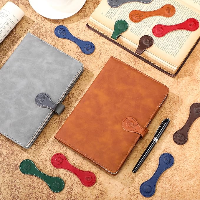 24 Pcs Father Church Gifts Christian Magnetic Bookmarks Bulk Religious Leather Clips Bible Verse Bookmarks Magnetic Page Markers Scripture Church Gifts for Book Lovers Club Readers (Cute)