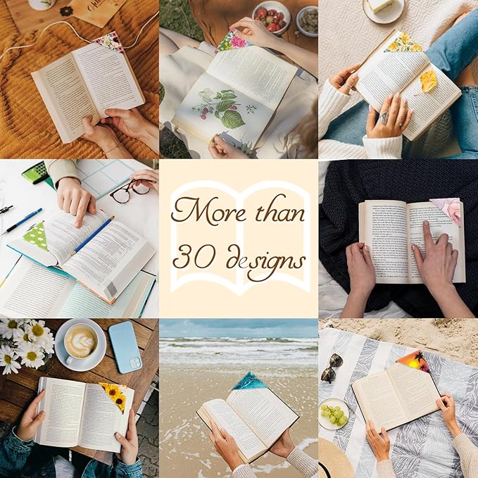 Personalized Leather Bookmarks, Fun & Cute Book Accessories for Reading Lovers, Unbreakable Page Markers for Women Men Girls Boys Student Teacher Kids Retirement Birthday Gifts (Boho Waterweed)