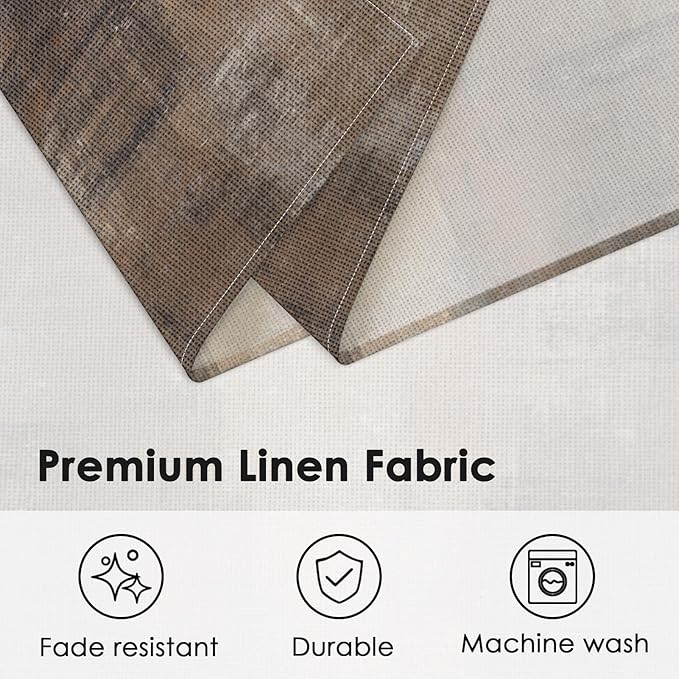 Emvency Farmhouse Placemats Set of 4, 12x18 Inch Abstract Grey and Dark Brown Art Painting Table Mats for Outdoor Home Party Kitchen Dining Decoration