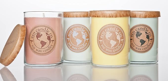 Eco Candle Co. Recycled Candle, Precious Woods, 18 oz. Double Wick - Scents of Smoked Wood, Nutmeg, Musk, & Ylang - 100% Soy Wax, No Lead, Kraft Paper Label & Lid, Hand Poured, Midwest Grown Soybeans