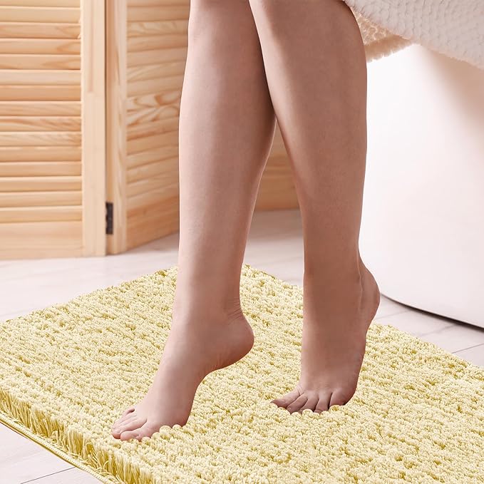 CozeCube Beige Bathroom Rug 47" x 24", Bath mats for Bathroom Non Slip, Ultra Soft Bath Rugs Washable, Plush Microfiber Area Rugs for Bedroom, Runner Rug