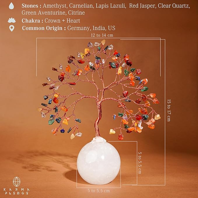 7 Chakra Crystal Tree of Life Gifts for Women, Handmade Home and Office Decor Bonsai Feng Shui Tree for Positive Energy, Good Luck, Money, Yoga, Meditation, Reiki Healing Stone, Birthday Gifts