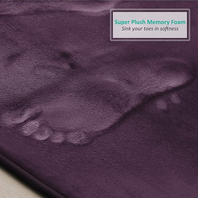 Clara Clark Bathroom Rugs, Velvet Memory Foam Bath Mat, Non-Slip Bath Rugs, Machine Wash, Dries Quickly, Ultra Soft Plush Bath Mats for Bathroom,