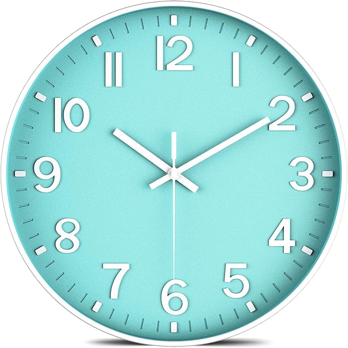 Modern Wall Clock Silent Non-Ticking – Coral Green Analog Wall Clock Battery Operated for Living Room, Kitchen, Bedroom, Office – Stylish Wall Decor for Home, 10 Inch