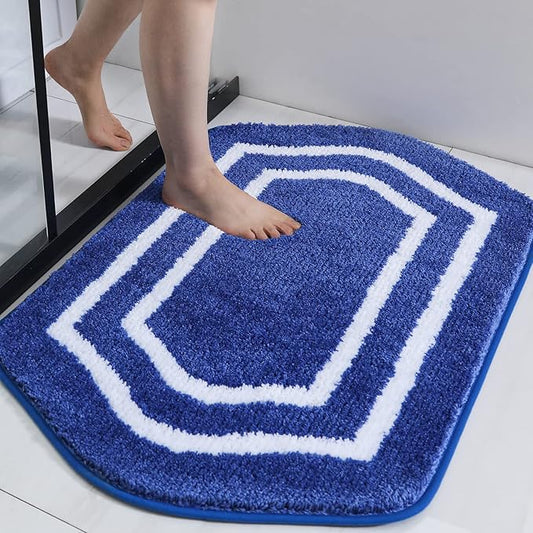 COSY HOMEER Extra Thick Bath Linen Sets Rugs - Anti-Slip Bath Mats Soft Plush 100% Strong Polyester Living Room Bathroom Water Absorbent(Blue,17x27 - Inches)