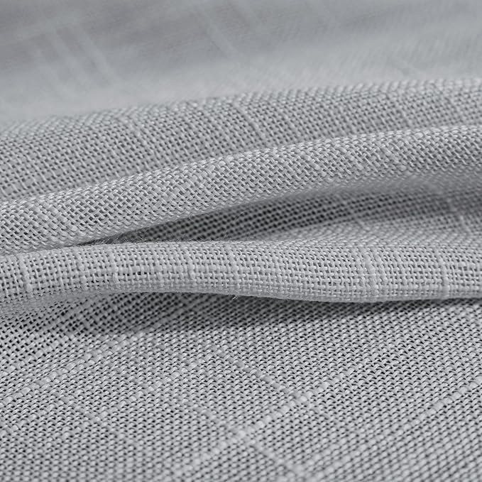 FMFUNCTEX Linen Grey Sheer Curtains for Bedroom 96 inches Long Sliding Door Curtain for Extra Wide Windows White Room Divider Rich Linen Textured Curtain Panels for Living Room Neutral Gray 1 Pack