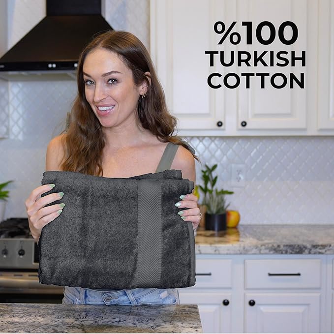TEXTILOM Bath Towel Set – Hotel and Spa Quality & Soft & Absorbent & Quick Dry Bath Towels for Bathroom – 100% Turkish Cotton Bathroom Towels Set of 4 (27 x 54 inches)- Black