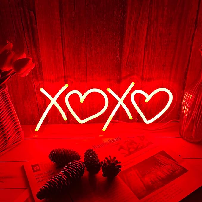 Neon Sign for Wall Decor Bedroom Birthday Party Gift Boyfriend Girlfriend Lover Teens Kids Room USB Operated Led Light Sign,Red 16 x 6.3 Inch