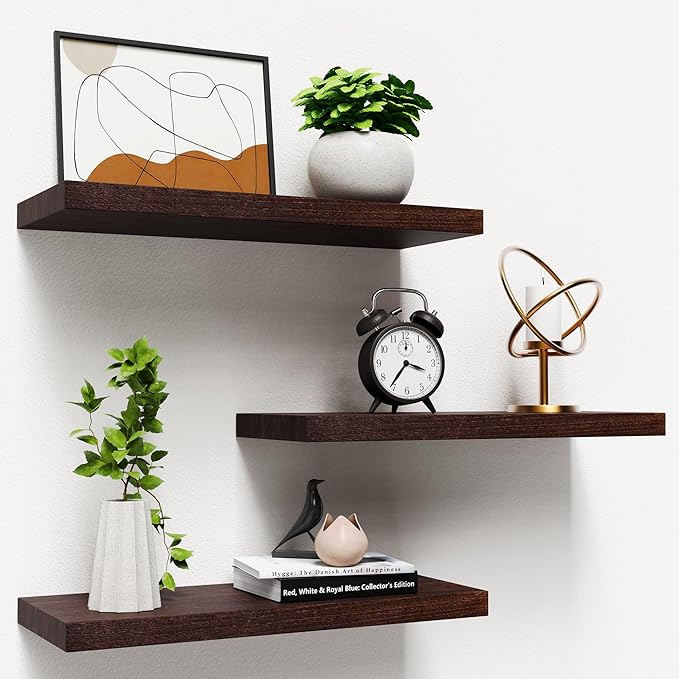 3 Packs Floating Shelves for Wall Storage Rustic Farmhouse Antique Vintage Retro Primitive Cottage Magnolia Southwest Western Fall Home Decor Mounted Living Room Bedroom Dorm Hanging Shelf Brown