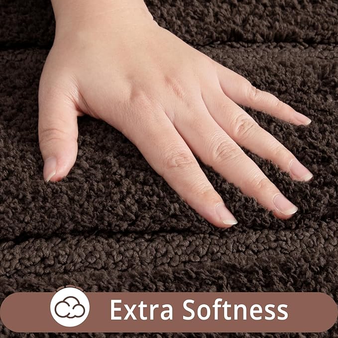 HOMORE Bathroom Runner Rugs 24x70 Non Slip Washable Long Bathroom Rug, Brown Absorbent Bath Rug Runner with TPR Backing, Soft and Thick Bath Mat for Shower Floor