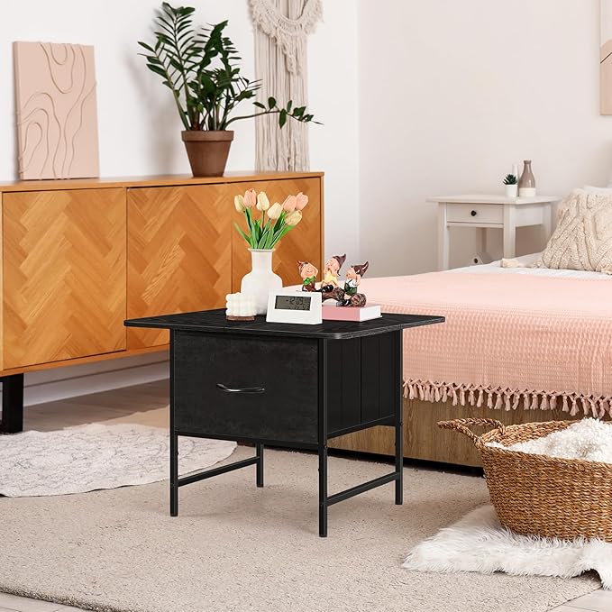 Black Coffee Tables for Living Room Modern Square Coffee Table with 2 Storage Drawers Small Coffee Tables for Small Spaces Wooden Center Table for Living Room Bedroom Guest Room