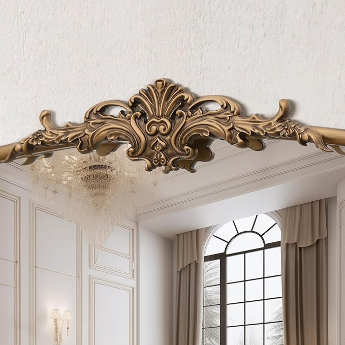 Vintage Baroque Arched Mirror: 40"x30" Gold Antique Wall Mounted Mirror - Traditional Ornate Metal Frame - Home Decor for Entryway/Fireplace/Living Room/Hallway/Bathroom