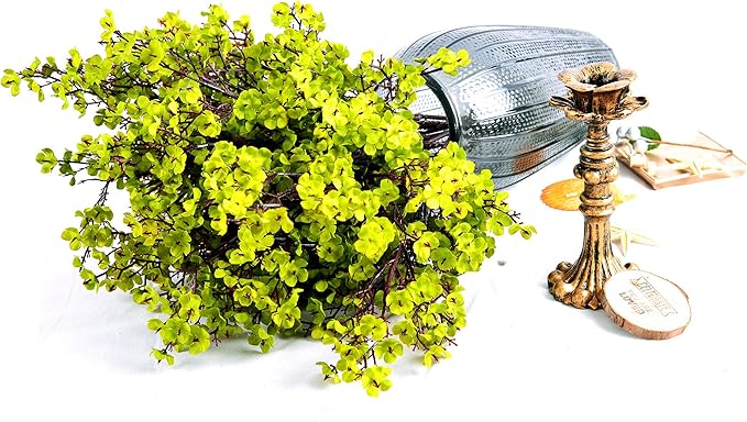 JAKY-Global Babys Breath Fabric Cloth Artificial Flowers 6 Bundle European Fake Silk Plants Decor Wedding Party Decoration Bouquets Real Touch DIY Home Garden (Grass Green)