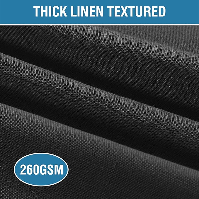 H.VERSAILTEX Linen Placemats Set of 6 Premium Solid Table Placemats for Dining Table Spill-Proof Waterproof Table Mats Heat-Resistant Kitchen Table Mats Washable, 12x18 inches, Black