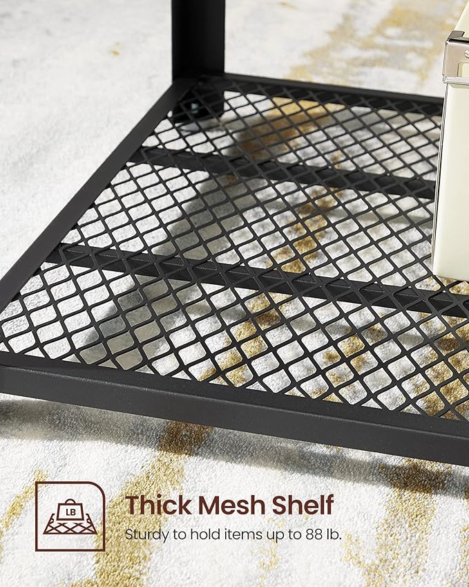 VASAGLE Coffee Table for Living Room, 2-Tier Cocktail Table, Center Table with Mesh Shelf, Steel Frame, Adjustable Feet, Industrial Style, Rustic Brown and Black ULCT61X