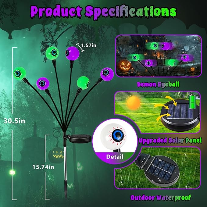 LORRYTE 6 Pack LED Solar Lights Outdoor Pathway, Solar Garden Lights Green and Purple, Soalr Light Outdoor Waterproof for Patio, Yard, Garden Decor(Purple and Green)