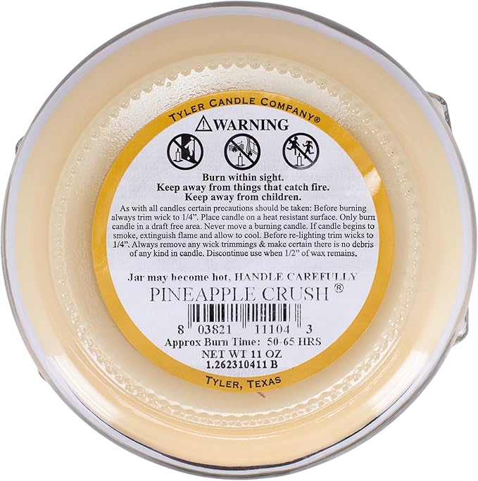 Tyler Juicy Yellow 2-Wick 11 Ounce Glass Aromatherapy Scented Jar Candle Pack of 2, Pineapple Crush
