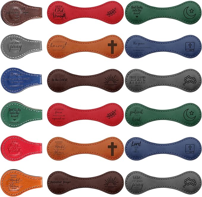 12 Pcs Father Church Gifts Christian Magnetic Bookmarks Bulk Religious Leather Clips Bible Verse Bookmarks Magnetic Page Markers Scripture Church Gifts for Book Lovers Club Readers (Fashion)