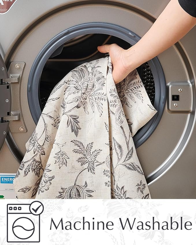 JINCHAN Linen Floral Fall Placemats Set of 4 Cloth Table Mats Rustic Cottagecore Jacobean Outdoor Seasonal for Kitchen Dining Table Decor Non-Slip Washable Tablemats 13x19 Inch Grey