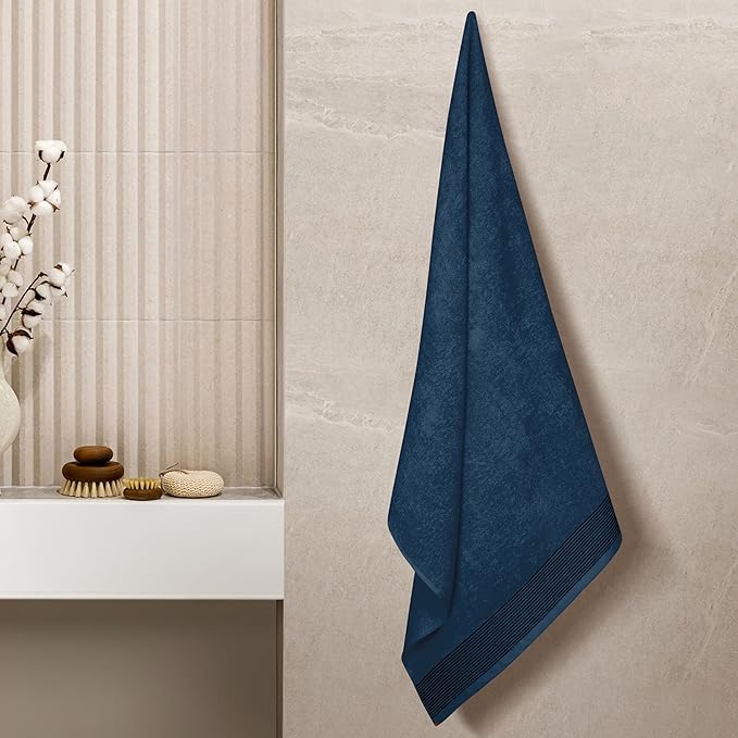 Belizzi Home Ultra Soft 4 Pack Oversized Bath Towel Set 27x54 inches, 100% Cotton Bath Towels, Highly Absorbant Compact Quickdry & Lightweight Towel, Ideal for Gym Travel Camp Pool - Mineral Blue