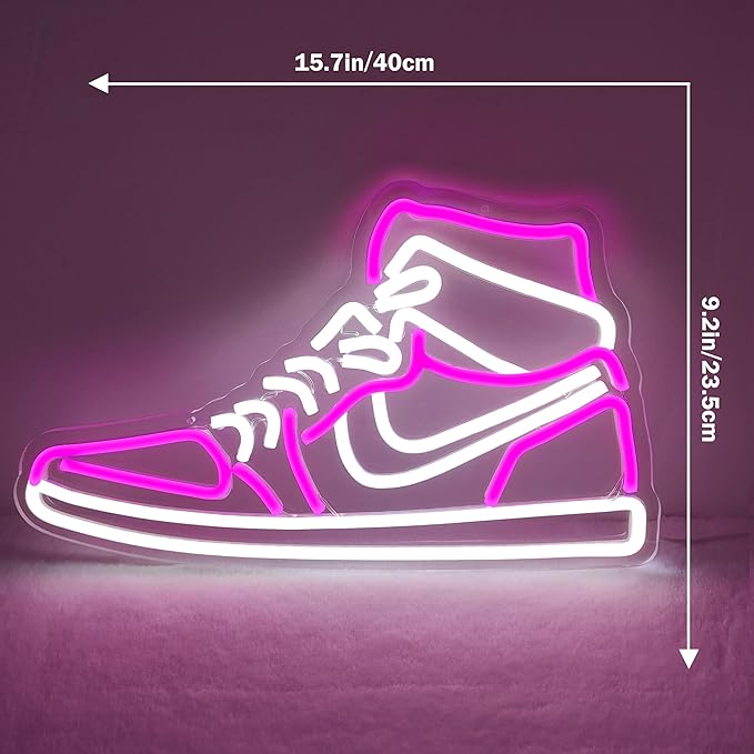 Sneaker Neon Sign Sports Shoe Neon Signs for Wall Dimmable LED Boys Neon Lights for Bedroom Man Cave Party Neon Bar Sign Shoes Light up Signs Wall Decor (Pink)
