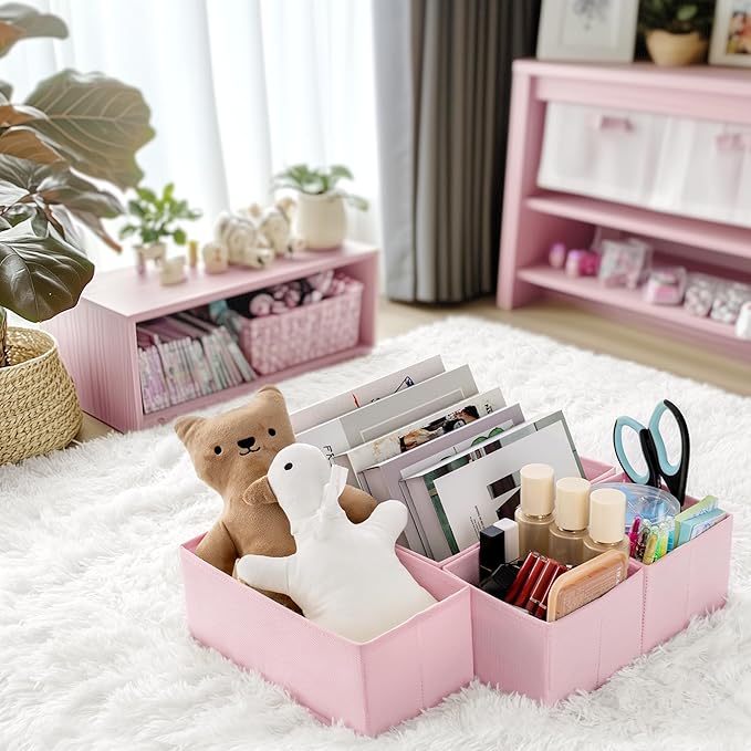 Criusia Drawer Organizer Clothes, 10 Pack Dresser Organizer for Baby Clothes, Underwear, Sock- Foldable Closet Organization and Storage Dividers Bins for Nursery, Bedroom (Pink)