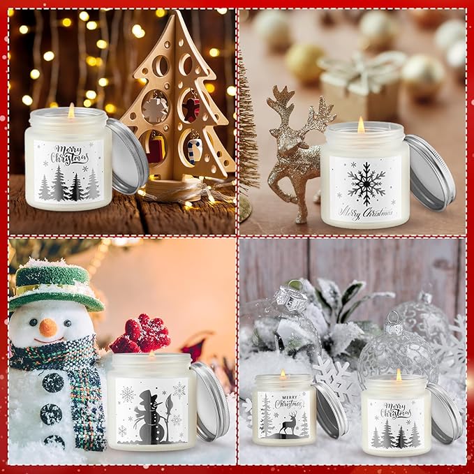 MTLEE 10 Pcs Christmas Candle Gift Set Scented 10 Fragrances Aromatherapy Candle Gift Set for Women Christmas Holiday Presents(Silver Lid)