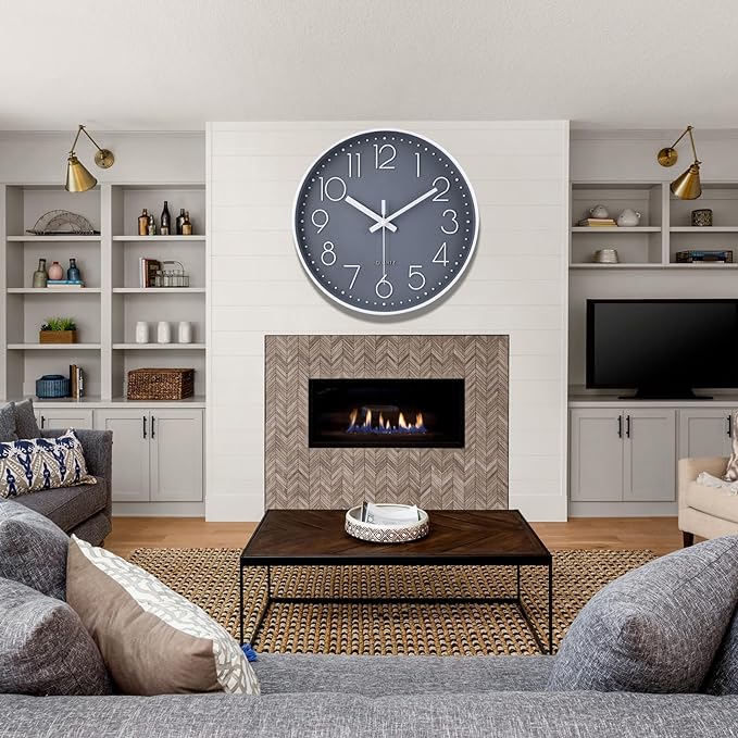 jomparis 16 Inch Large Wall Clock Silent Modern Style for Living Room Office