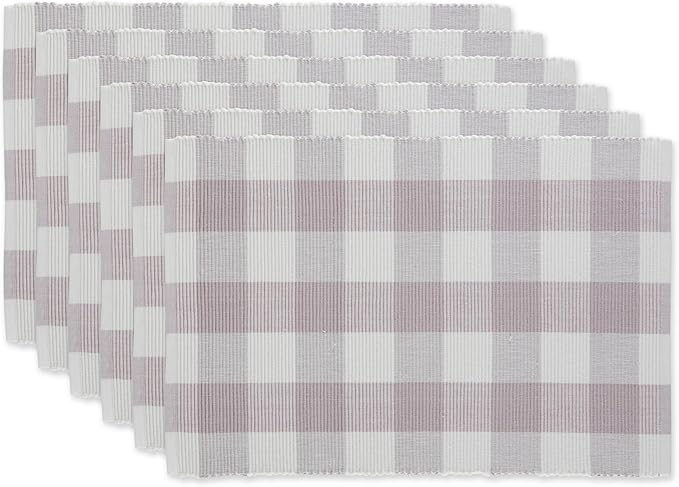 DII Buffalo Check Collection, Classic Farmhouse Placemat Set, 13x19, Dusty Lilac, 6 Piece