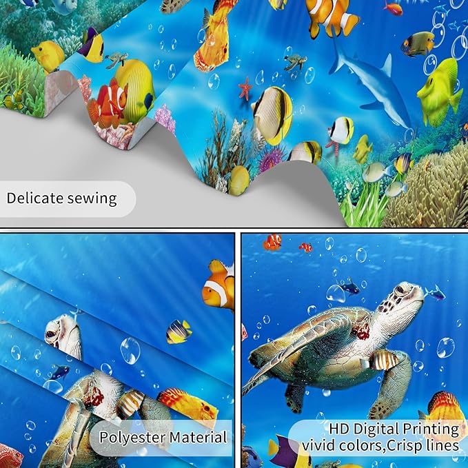HVEST Sea Turtle Tapestry Tropical Fish Jellyfish and Coral Reef Under Blue Sea Wall Hanging Blanket Ocean Tapestries for Bedroom Living Room Dorm Decor,80Wx60H inches