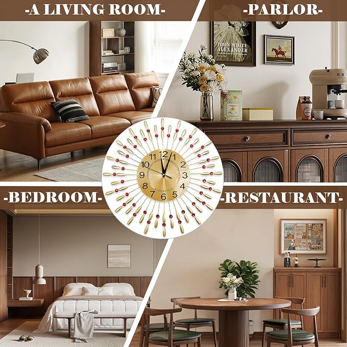 Wall Clock,20inch Decorative Wall Clocks Silent Quality Quartz Battery Operated,Large Wall Clock for Living Room,Kitchen,Home,Bathroom,Bedroom Wall Decor
