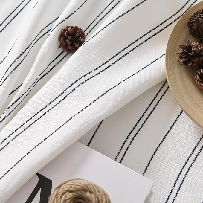 Jinchan Black and White Striped Curtain 100 Inch Extra Wide, Sliding Glass Door, Room Divider, Pinstripe Window Treatment Drape 1 Panel