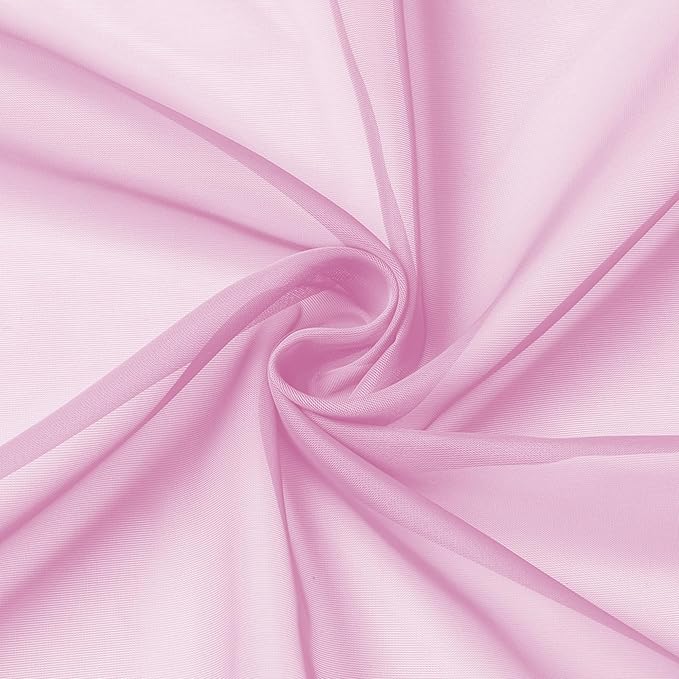 Aiyufeng Pink Sheer Curtains 54 inch Length Living Room Short Voile Drapes Solid Sheers Cafe Curtains Voile Bathroom Small Window Sheers 2 Panels Set, Rod Pocket, 40" Wx54 L