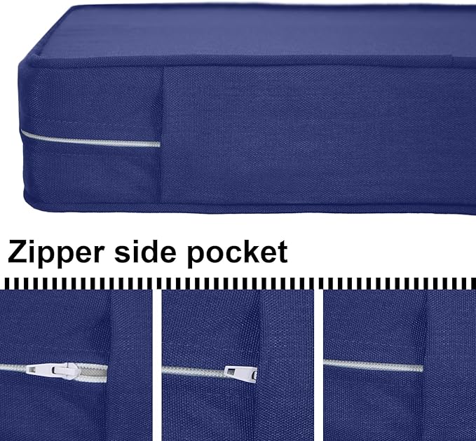Deep Seat Cushions, Outdoor Cushions, Patio Furniture Cushions, Deep Seat & Back Cushion Patio Cushions with Rmoveable Cover for Backyard Couch Sofa Fade Resistant (19x19x3 in, Solid Dark Blue)