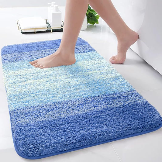 Arotive Microfiber Bathroom Rugs, Shaggy Soft and Absorbent Bath Rug, Non-Slip, Thick Plush Machine Washable Dry Bath Mats for Bathroom, Tub and Shower, 24x16, Light Royal Blue