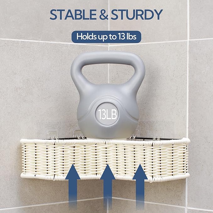 GRANNY SAYS Shower Caddy, Corner Shower Organizer, 2 Pack Rust-Proof Wicker Shelves for Bathroom, White
